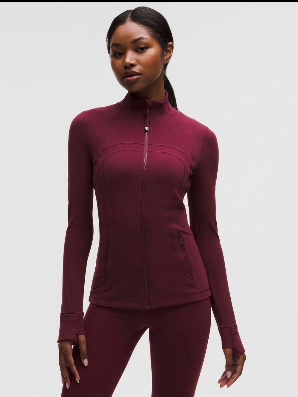 Lululemon Define Jacket Nulu Size 8 Burgundy Berry Full Zip Thumbholes - Picture 9 of 9